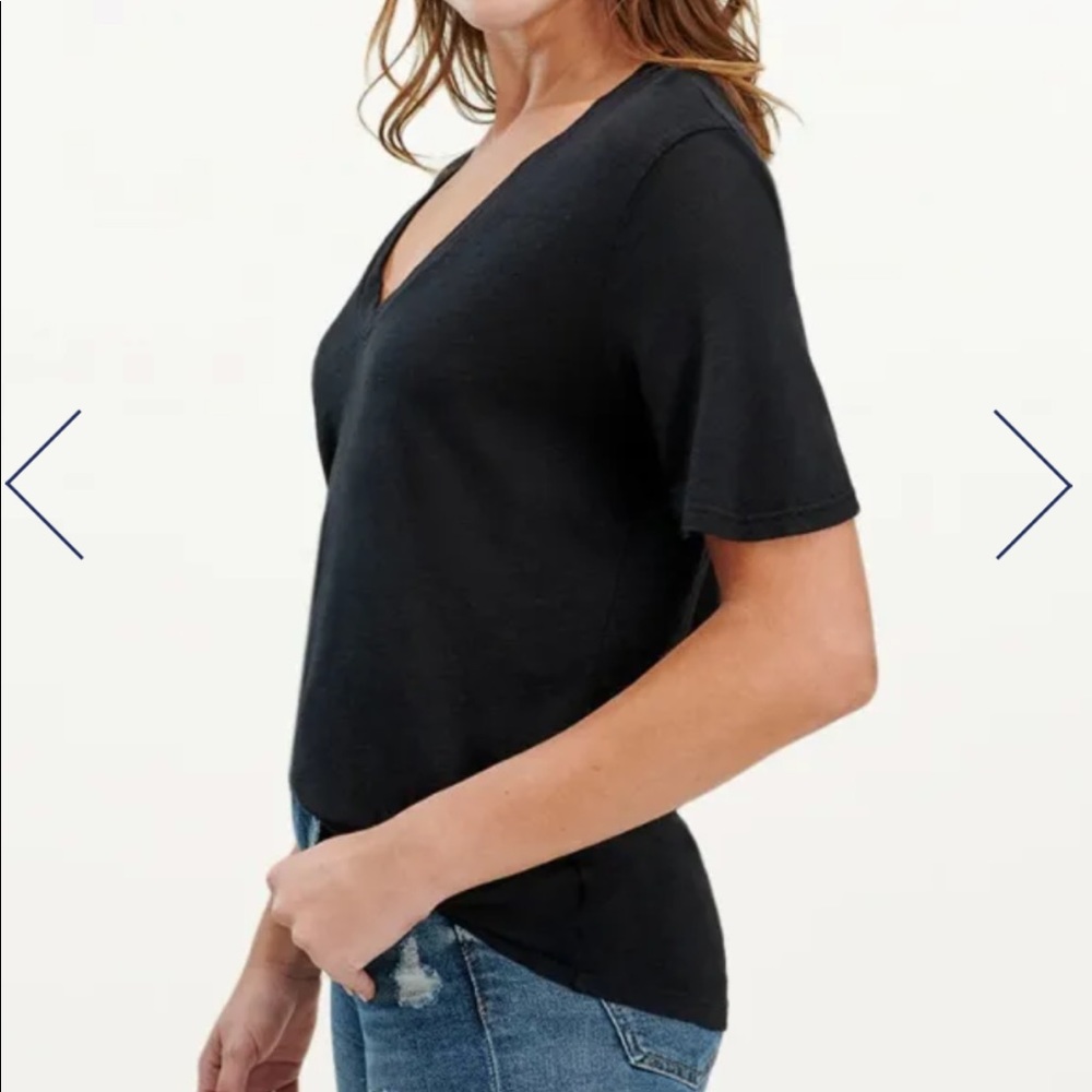 Splendid Everly Slub V-Neck Tee in Black - Picture 2 of 6